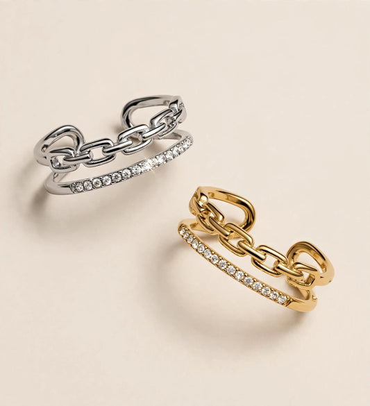 Anello Double Zircon chain