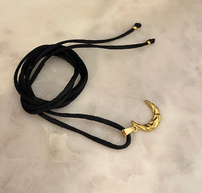 Choker Satin Nero Gold