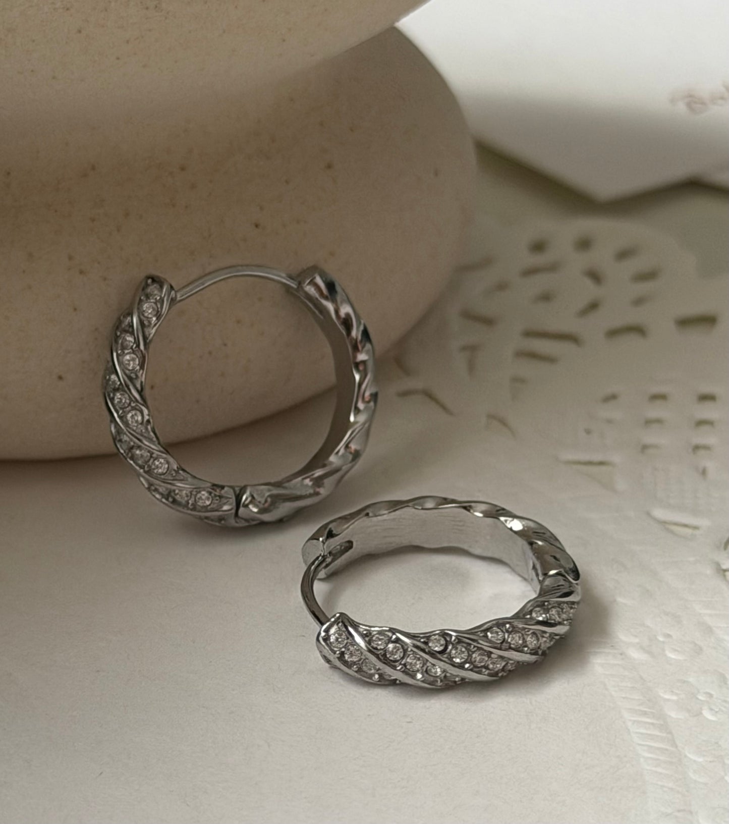 Twisted Zircon mini Hoops