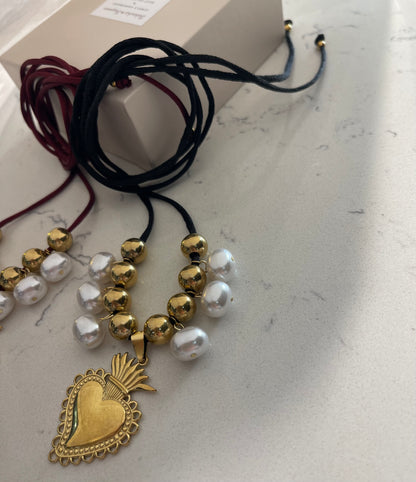 Choker Cuore sacro perle