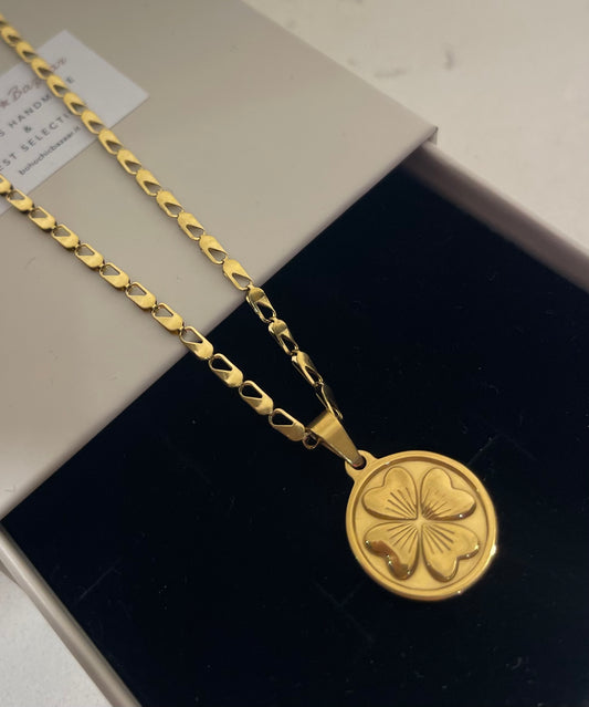 Collana Medaglia Quadrifoglio