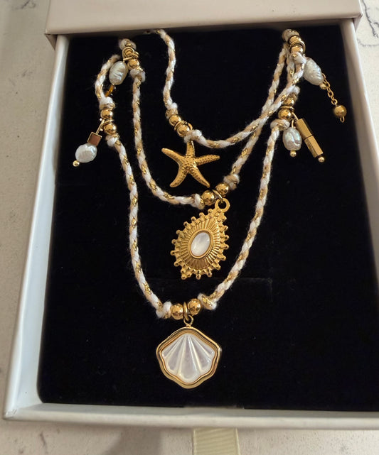 BOHO GIPSY Necklace White/ Gold